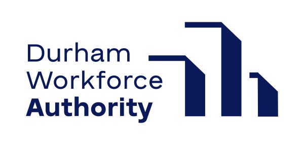 A logo featuring the text "Durham Workforce Authority" in blue font on a white background.